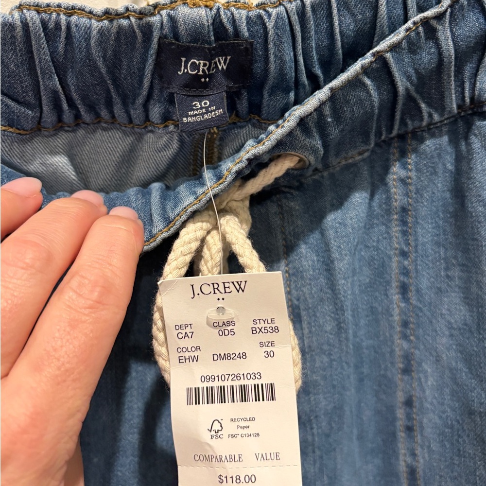 J.Crew Factory Drawstring Jeans Size 30 Rolled Hem NWT - Picture 3 of 7